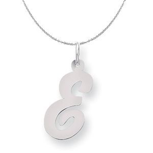 Silver Madison Collection LG Classic Script Initial E Necklace - 16 In
